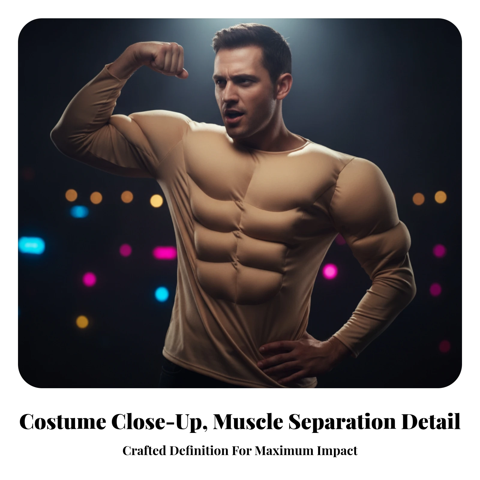 Muscle Shirt Costume Flesh-Tone Muscle Suit Costume Shirt with Padding Fake Funny for Adults, Halloween, Cosplay