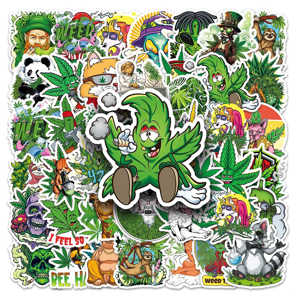 

10/30/50PCS Funny Characters Leaves Weed Smoking Stickers Graffiti Skateboard Motorcycle Car Waterproof Cool Sticker Kids Toys