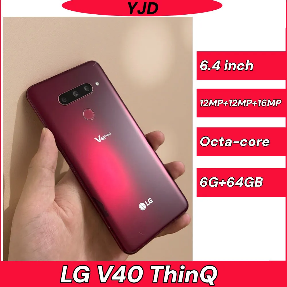 LG V40 ThinQ V409N/V405EBW/V405UA 6 Go de RAM 64 Go 128 Go de ROM Triple appareil photo 16 MP LTE T�l�phone portable Android Original 97% Neuf