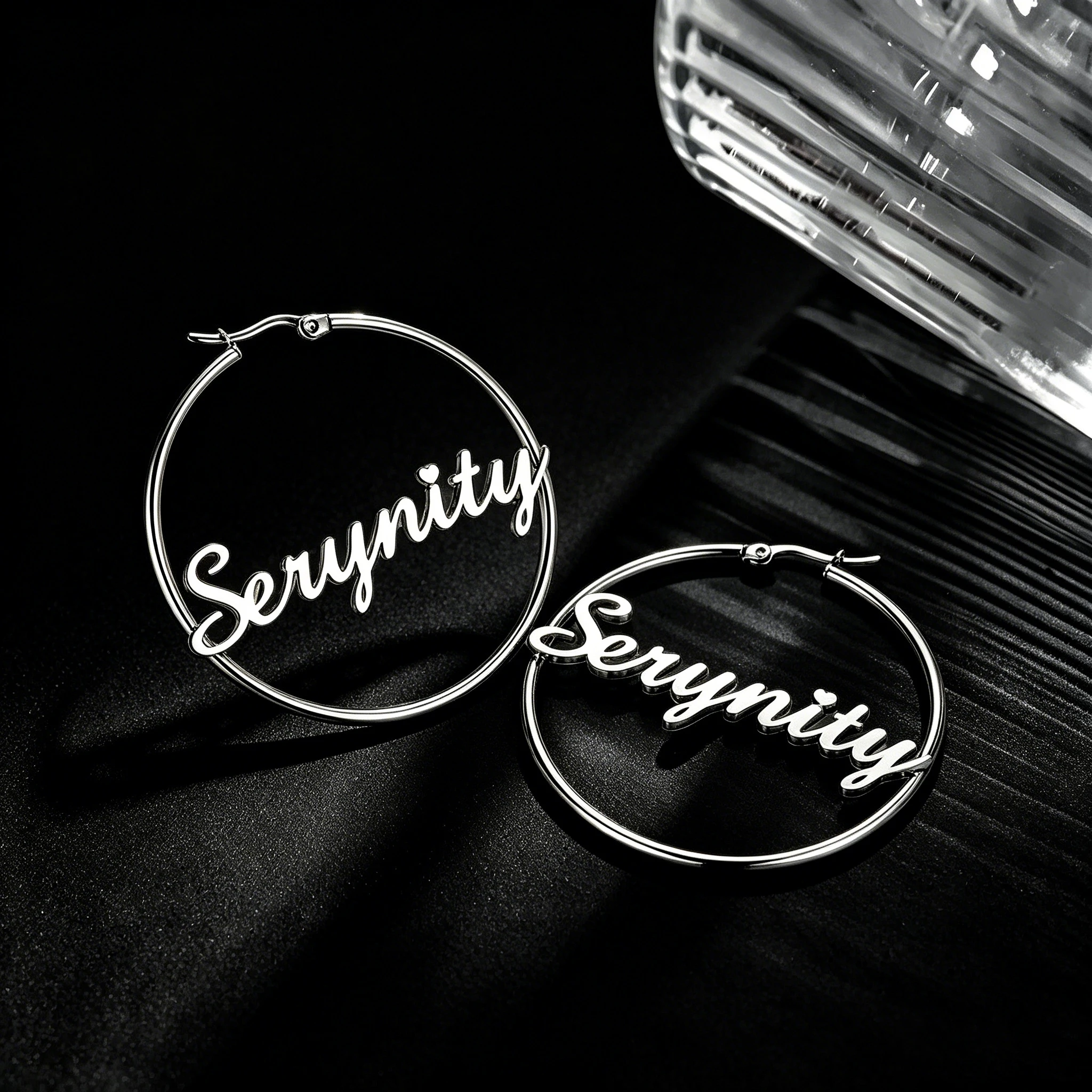 

Customize Name Hoop Earrings Stainless Steel Personalized Jewelry for Women Girls Circle Fashion Earring 30 40 50 60mm Gift