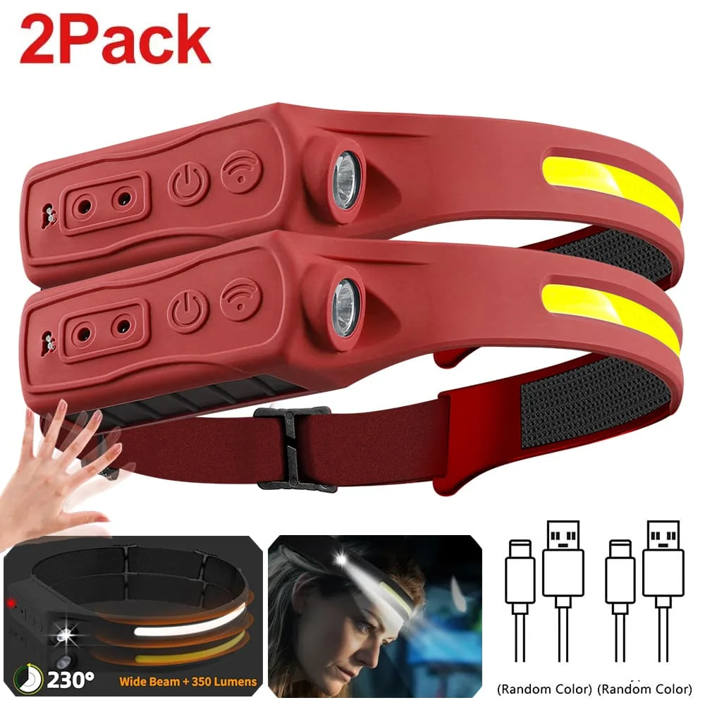 

Перезаряжаемый сенсорный налобный фонарь Type-C, портативный светодиодный налобный фонарик, 5 режимов освещения, налобный фонарь, уличная рыбалка, кемпинг