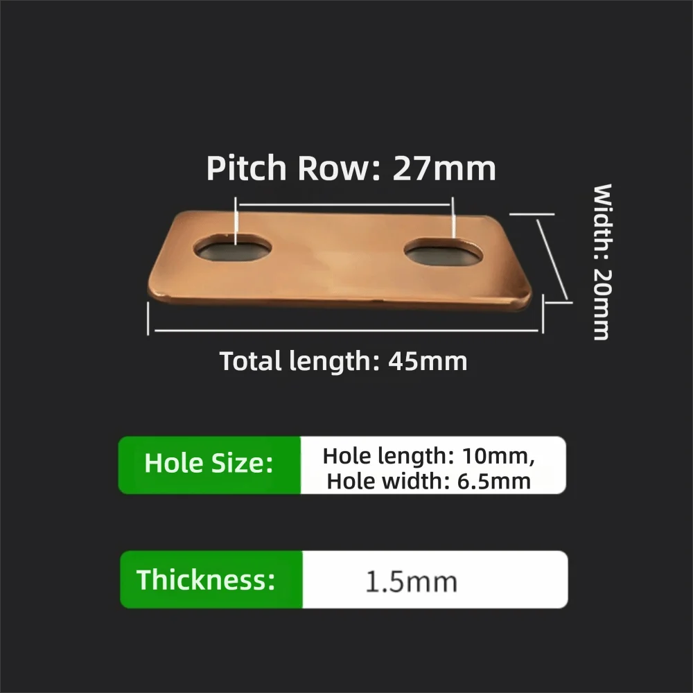 New Red Copper Bus Bars Connector M6 screw holes Flat Battery Busbar Red Copper Nickel Plate LiFePO4 Cell
