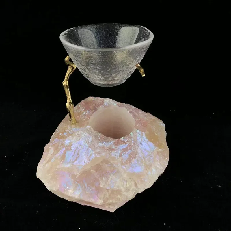 Natural Crystal Aromatherapy Candle Holder Luxury Home Decor Raw Stone Fragrance Cup for Living Room Hotel Ornament Creative