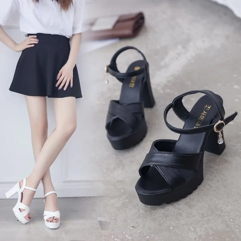 

Block Heels Female Sandal Open Toe Fashion Womens Shoes 2025 All-Match Espadrilles Platform Anti-Skid Chunky Girls Peep High Lux
