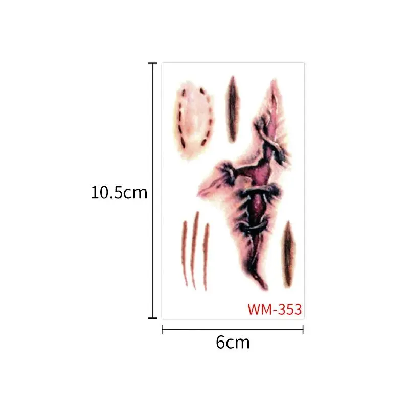 Halloween Stickers Bloody Wound Stitch Scar Skeleton Waterproof Temporary Tattoo Label Print Horror Party Decor Sticker Labels