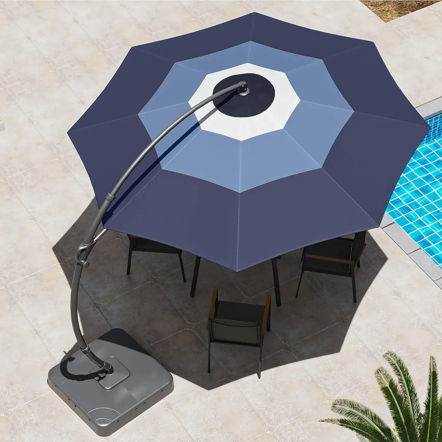 

HOME Outdoor Patio Umbrella with Base, 11 FT Deluxe Curvy Cantilever Umbrella Heavy Duty Offset Hanging Umbrella with