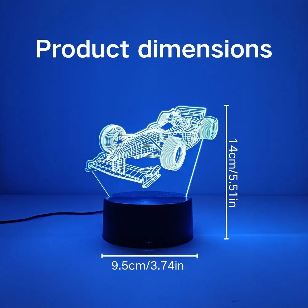 Formula One Race Car 3D Illusion Lamp, Multi-Color Changing Atmosphere Light for Men Birthday Gift