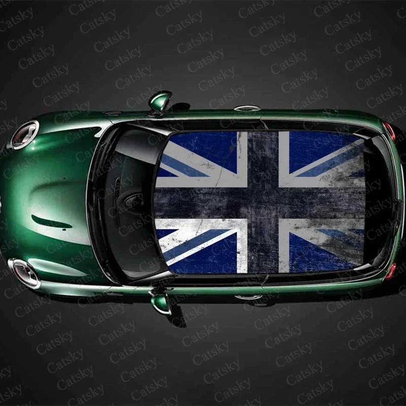 British Flag Gray & Blue Car Roof Sticker Wrap Racing SUV Accessories Packaging Painted PVC Car Hood Graphic Decal Decoration