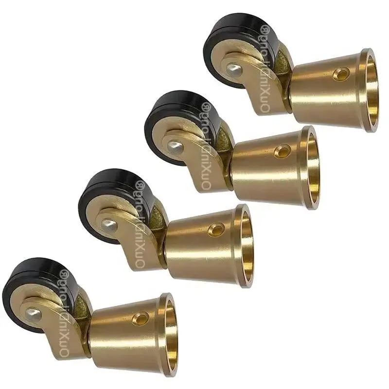 

4PCS Brass/Brass+Rubber Wheels Table Chair Sofa Couch Cabinet Feet Universal Furniture Casters Rollers Flexible Rotary Pulleys