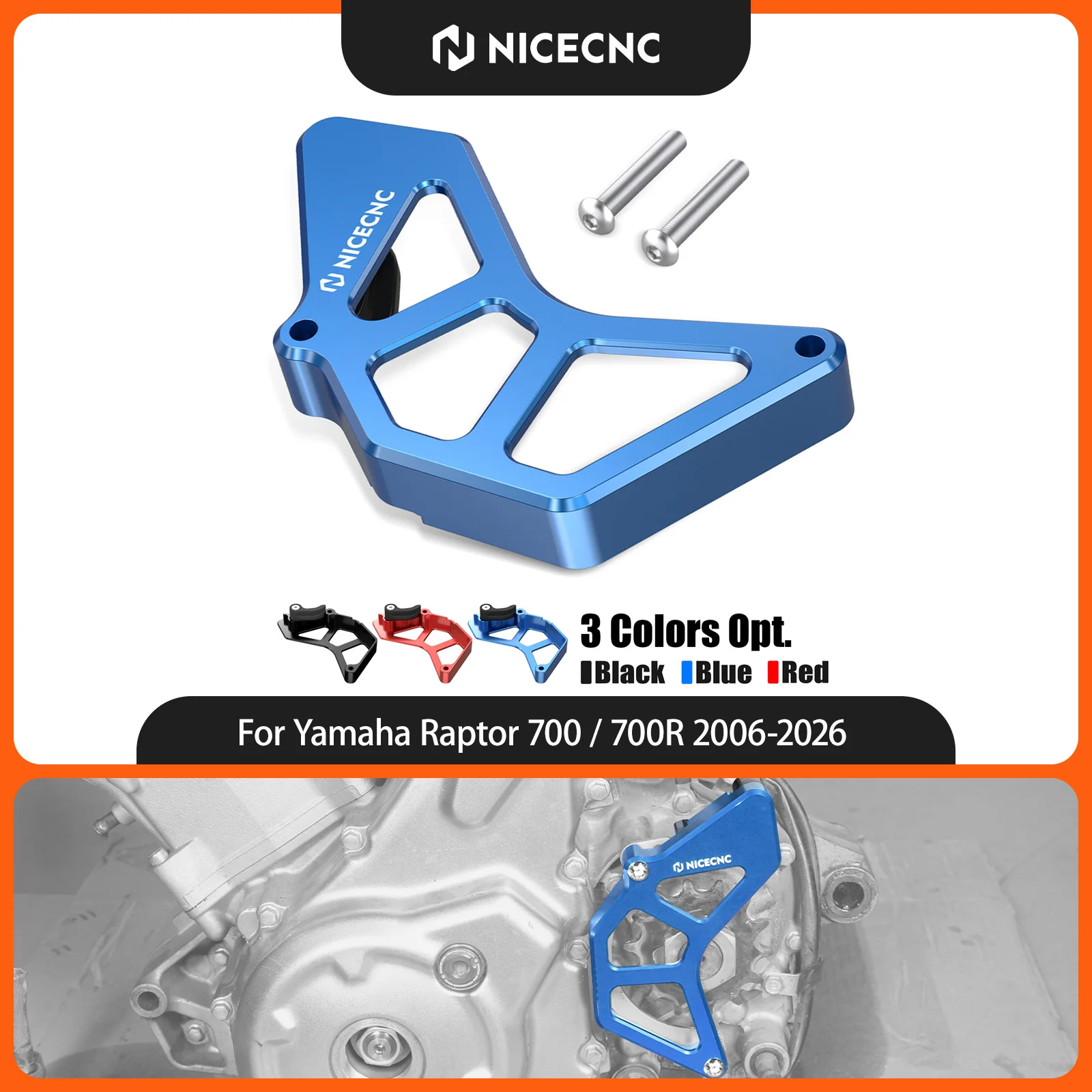 NICECNC Protector de Cadena para Yamaha Raptor 700 2006-2026, Cubierta de Cadena de Aleación de Aluminio y Nylon para Raptor 700R ATV, Accesorios