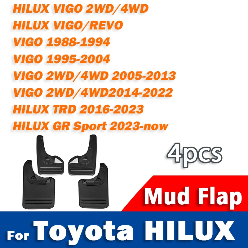 Für Toyota HILUX VIGO REVO TRD 2WD 4WD GR Sport Schmutzfänger Auto-Schmutzlappen Kotflügel-Schmutzfänger Spritzschutz Auto-Zubehör 4x
