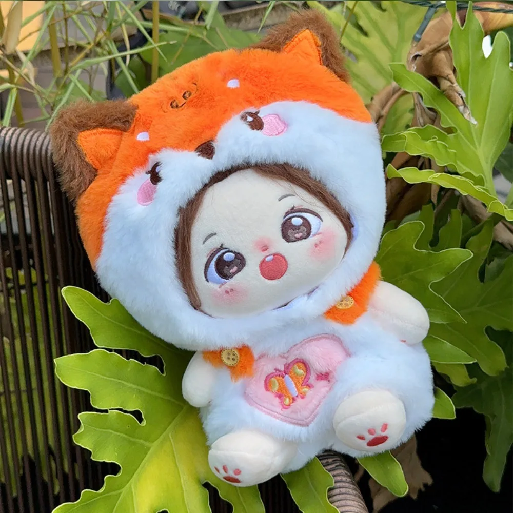 사랑스러운 여우 개구리 팬더 고양이 봉제 인형 의류, 패션 후드 및 멜빵 장식 액세서리, 20cm 코튼 인형, 세트 당 2 개