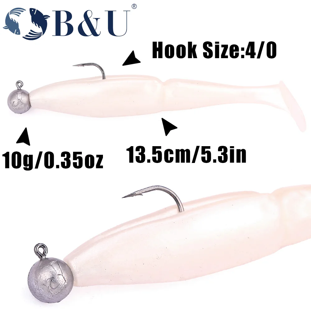 B&U 3/0 4/0 Hochfeste Blei-Jig-Kopfhaken für Weichköder, 5/7/10/14/21 g Süßwasser-/Salzwasser-Angelhaken für Barsch, Hecht – Detail 4