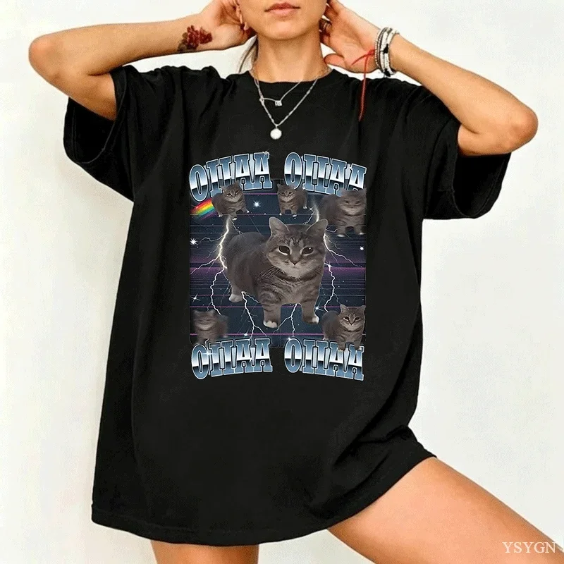 Funny Viral Oia Cat Meme Graphic T Shirts for Men Women Silly Cats T-shirt Oiiaa Oiiaa Cat Unhinged T Shirt Harajuku Clothes