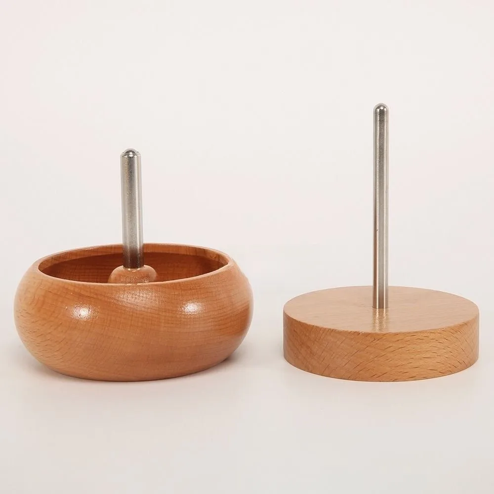 Easy Rotation Wooden Bead Spinner Automatic Speed Solid Wood Bead Loader Spinner with Needle Wooden Bead Stringing Tool Hand DIY