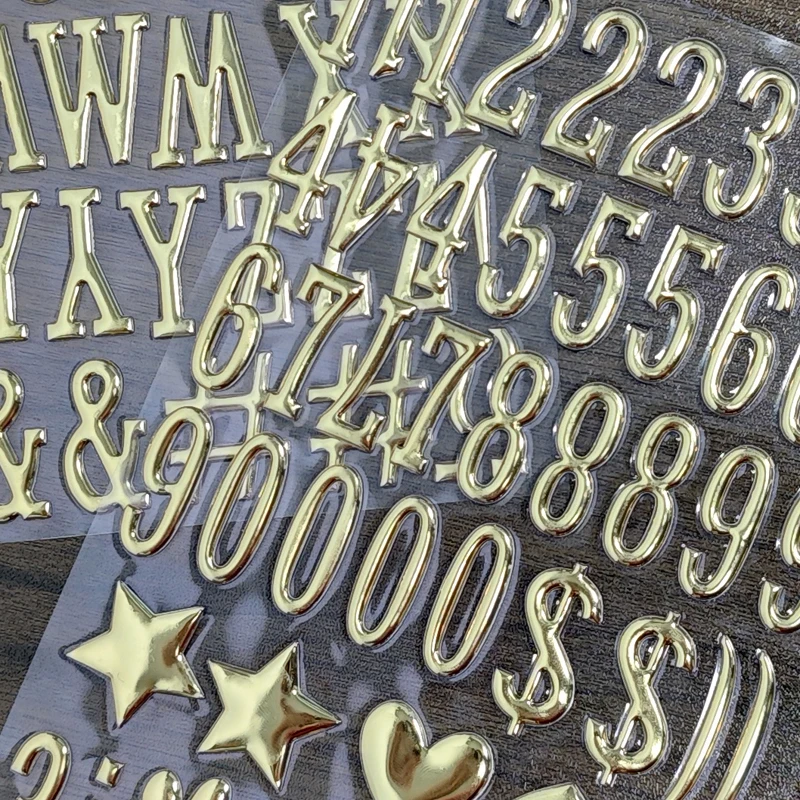 3 أوراق ثلاثية الأبعاد الذهب منتفخ رسالة عدد ملصقات Crafts بها بنفسك الحرف القرطاسية بريق سجل القصاصات ذاتية اللصق الديكور الشارات الاطفال اللعب #3