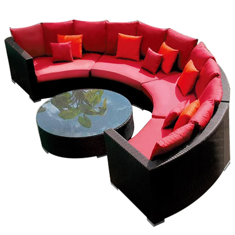 

Vine Weaving Sofa Combination Courtyard Garden Leisure Outdoor Living Room Half Round Curved Vine Chair