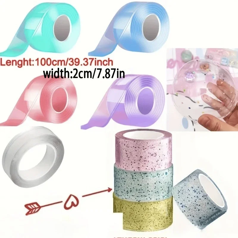 Shiny Transparent Nano Double-Sided Tape, Reusable, Strong Adhesive, Suitable for Home, Office, and Classroom