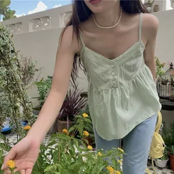 Pure Cotton Mini Strap Vest Women's Youthful Solid Color Versatile Sweet First Love Sle Casual Comfortable Top