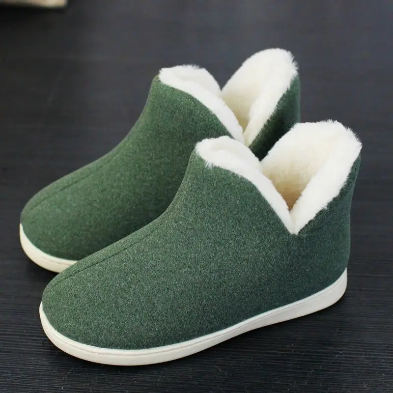 Family Home Slippers Men Plush Warm Shoes 2024 Anti-Slip Fur Faux Suede Brand Slippers Man Women Velvet Shoes Unisex Suede