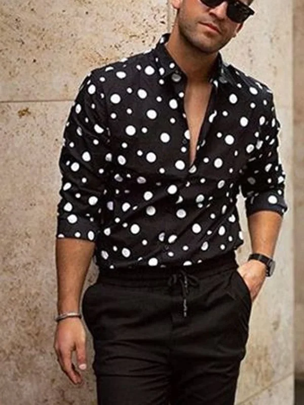 

Versatile Long Sve irt Polka Dot Print adient Dyeing Loose Fit Polyester Fabric Boys irt Spring Autumn Season Thin M...