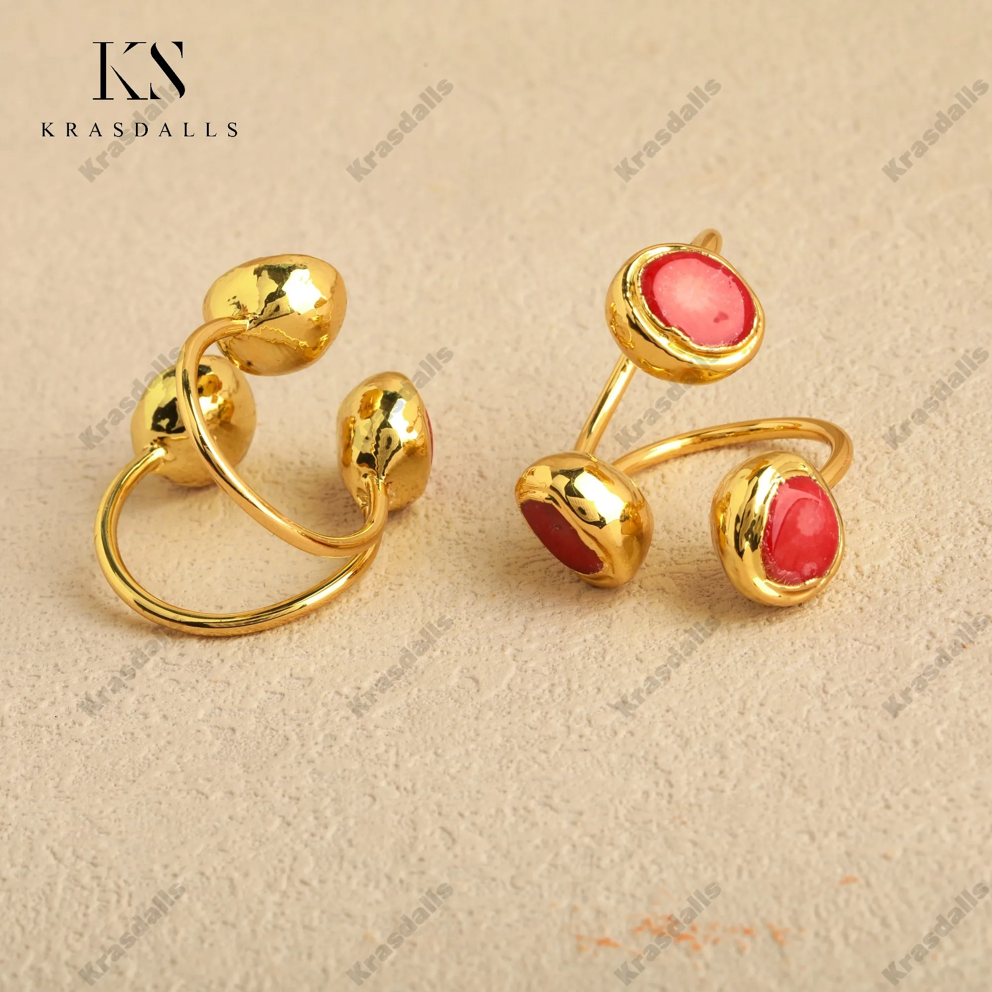 Multi Rings Fashion Jewelry , Triplet Coral Ring for Men Women Elegant Rings