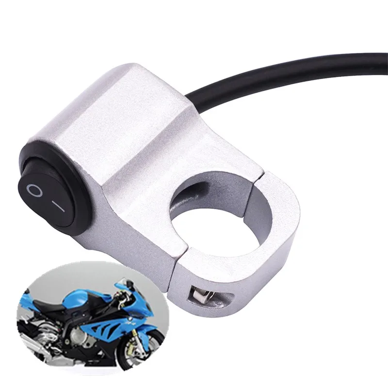 1pc Motorcycle Handlebar Headlight ON/OFF Switch Scooter ATV Aluminum Alloy 2-Wire Black Light Waterproof Switchs Motorbike Part