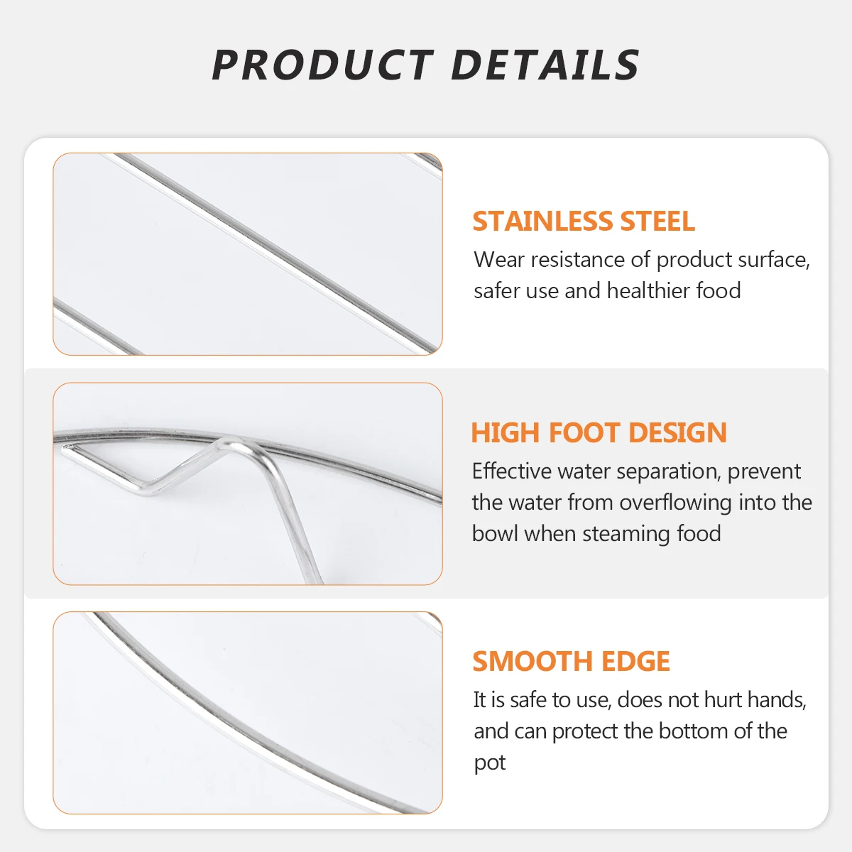 

Stainless Steel Steamer Rack 304 Rustproof Waterproof Kitchen Accessories Ideal for Pots Pans Fish Veggies Meat Seafood