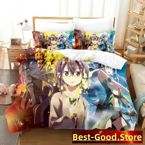 2023 Sword Art Online II Bedding Set Cartoon Anime three-piece set Adult Kid Bedroom Duvetcover Sets 3D Kawaii roupas de cama