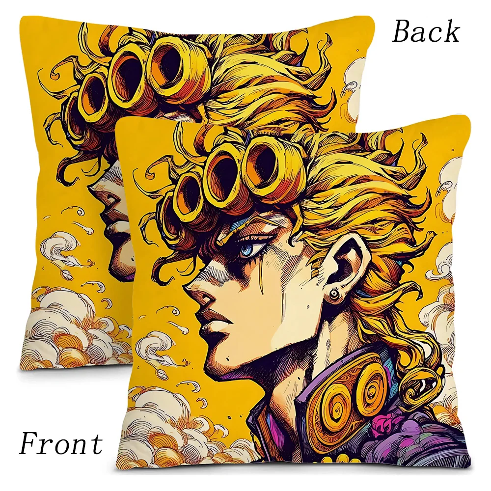 Hot Anime JoJo Bizarre Adventure Pillow Covers Cartoon Sofa Decorative Home Double-sided Printing Short Plush Cute Cushion Cover