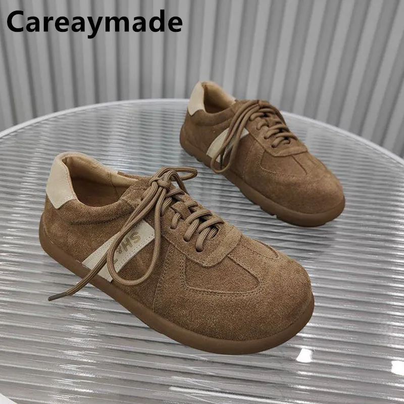 

Женская обувь Careaymade из натуральной кожи с мягкой подошвой, широким носком и удобной плоской подошвой, модные туфли Boken, удобные туфли для отдыха.