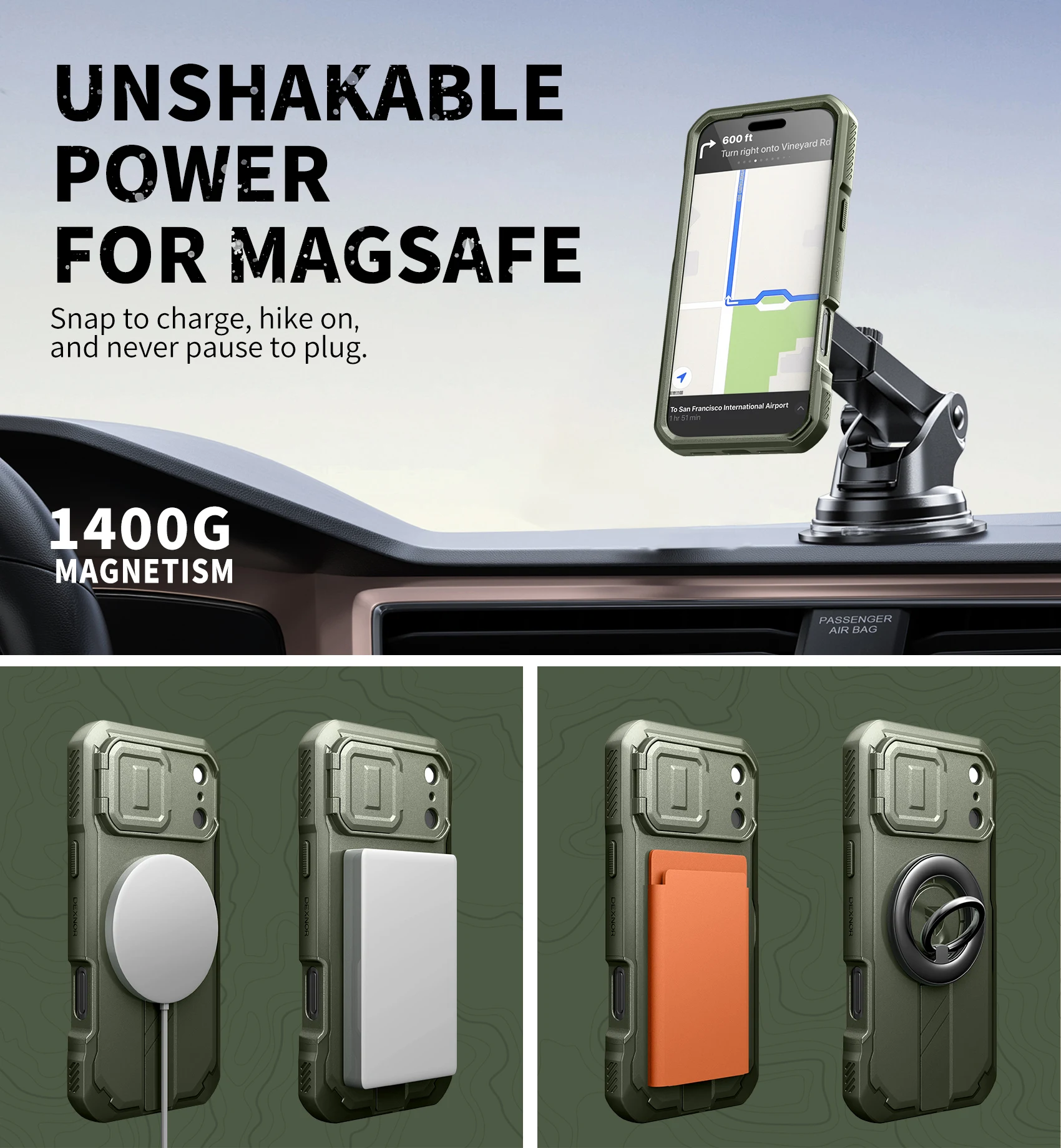 Etui na iPhone 17 Pro Max z osłoną aparatu i regulowaną podpórką, kompatybilne z MagSafe, odporne na wstrząsy, magnetyczne etui ochronne. — zdjęcie produktu 5