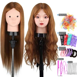 85% Real Human Hair Mannequin Head Without Make-up Professional Hairdressing Training Head For Hair Styling Braid Curl Cut DIY
