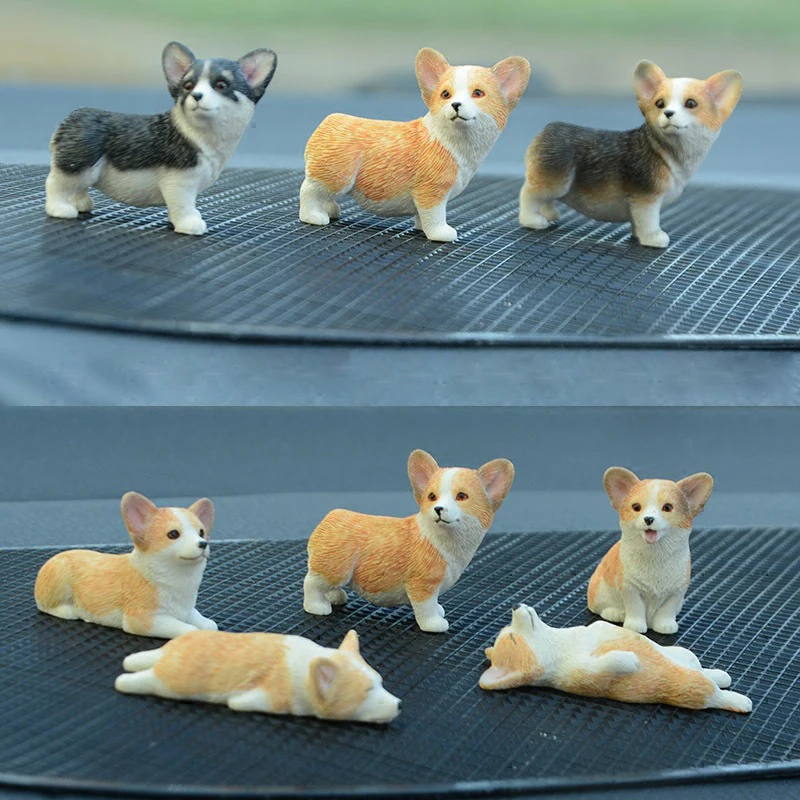 Car Dashboard Dog Toys Accessories Decorate Exquisite Mini Corgi Resin Doll Ornament Auto Interior Cute Puppy Gift Decorations