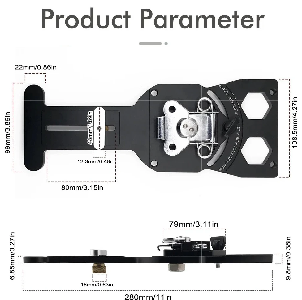 Precision Track Saw Square Guide with Quick Stops, Adjustable Angle Guide Rail Square for -45° to 45° and 90° Woodworking Cuts