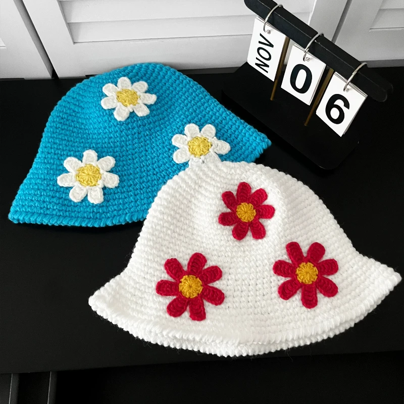 Retro Flower Patch Knitted Buc - Mens Fashion Bucket Hat ulasan dan harga