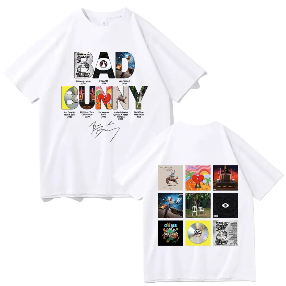 Hot Rapper Bad Bunny Album Poster Graphic T Shirts Y2k Fashion Hip Hop Oversized T-shirt Men Women Casual Short Sleeve T-shirts