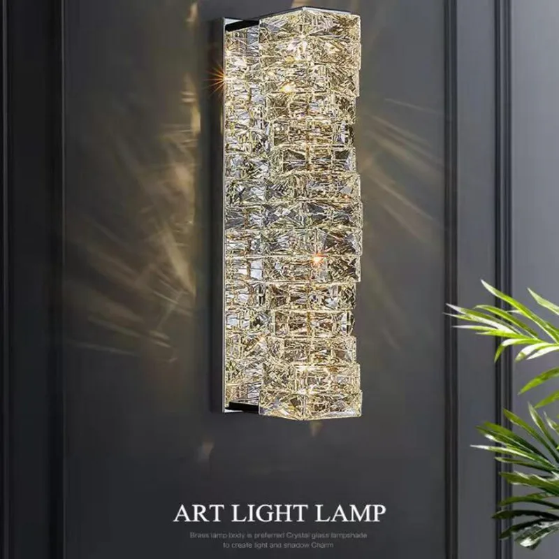 

Creative Luxury LED Crystal Wall Lamps Stainless Steel Irregular Wall Lights Living Room TV Background Aedside Art Deco Lighting