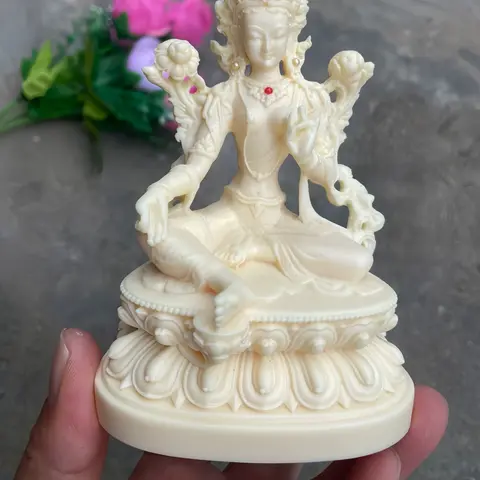 Ivory Fruit Huang Caishen Green Tara Home Decor God of Wealth Guanyin Bodhisattva Crafts Car Ornament - Wealth & Wisdom Symbolis