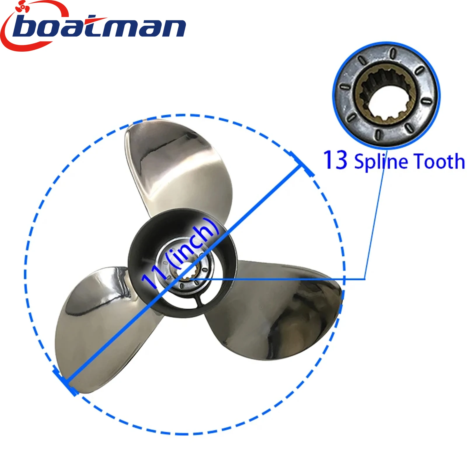 BoatMan 11X15 Outboard  Propeller For Honda 35HP-60HP Stainless Steel 13 Tooth Boat Accessories Marine Parts RH 59133-ZV5-015AH