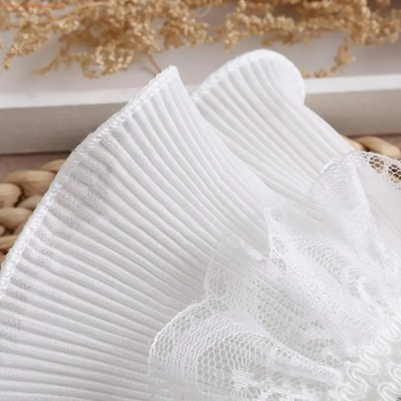 F92D Bride Fake Flared Sleeves Layered Pleated Ruched False Cuffs Shirts Wrist Warmer