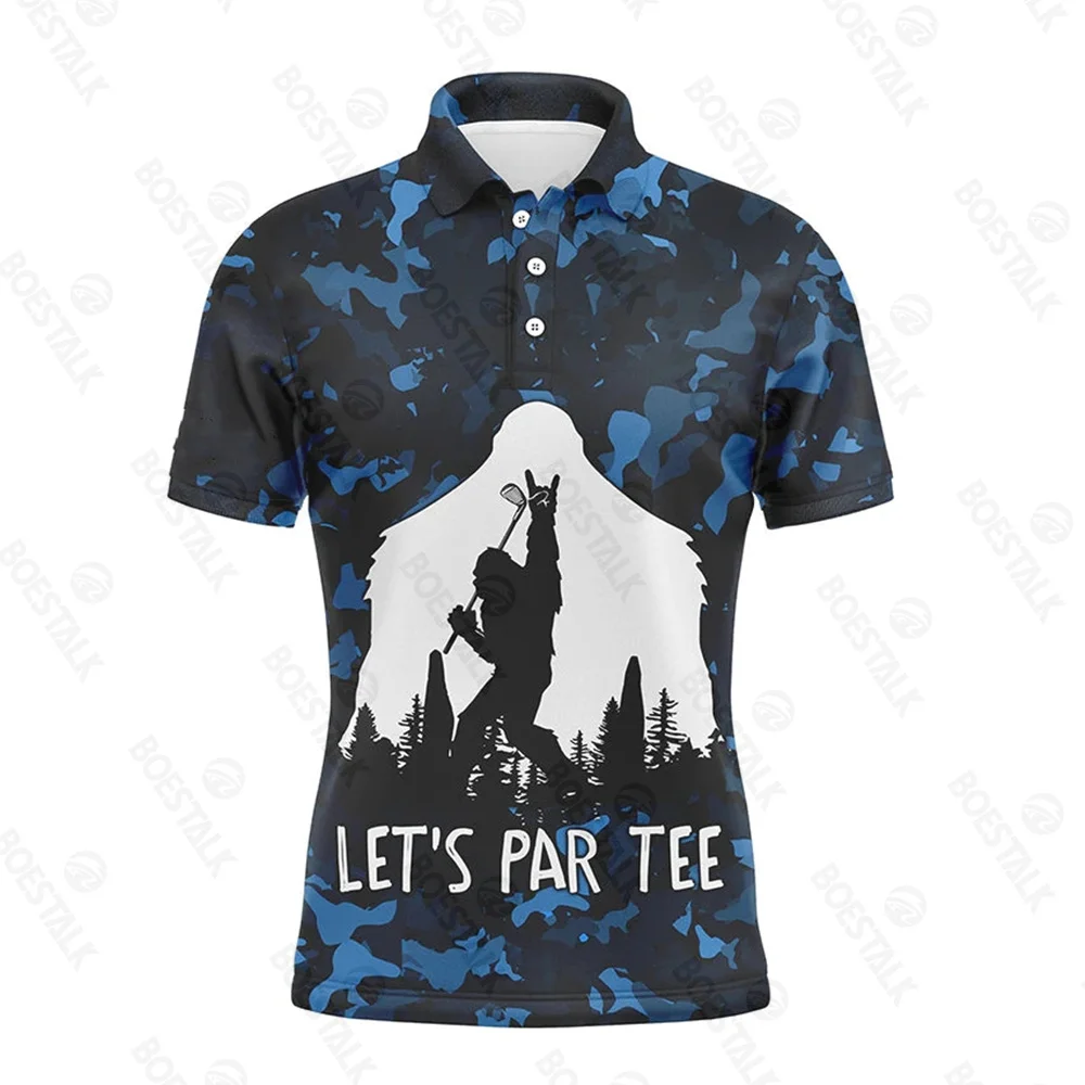 

Men's short-sleeved golf Polo shirt, gorilla pattern printing quick-drying breathable golf polo shirt summer new.