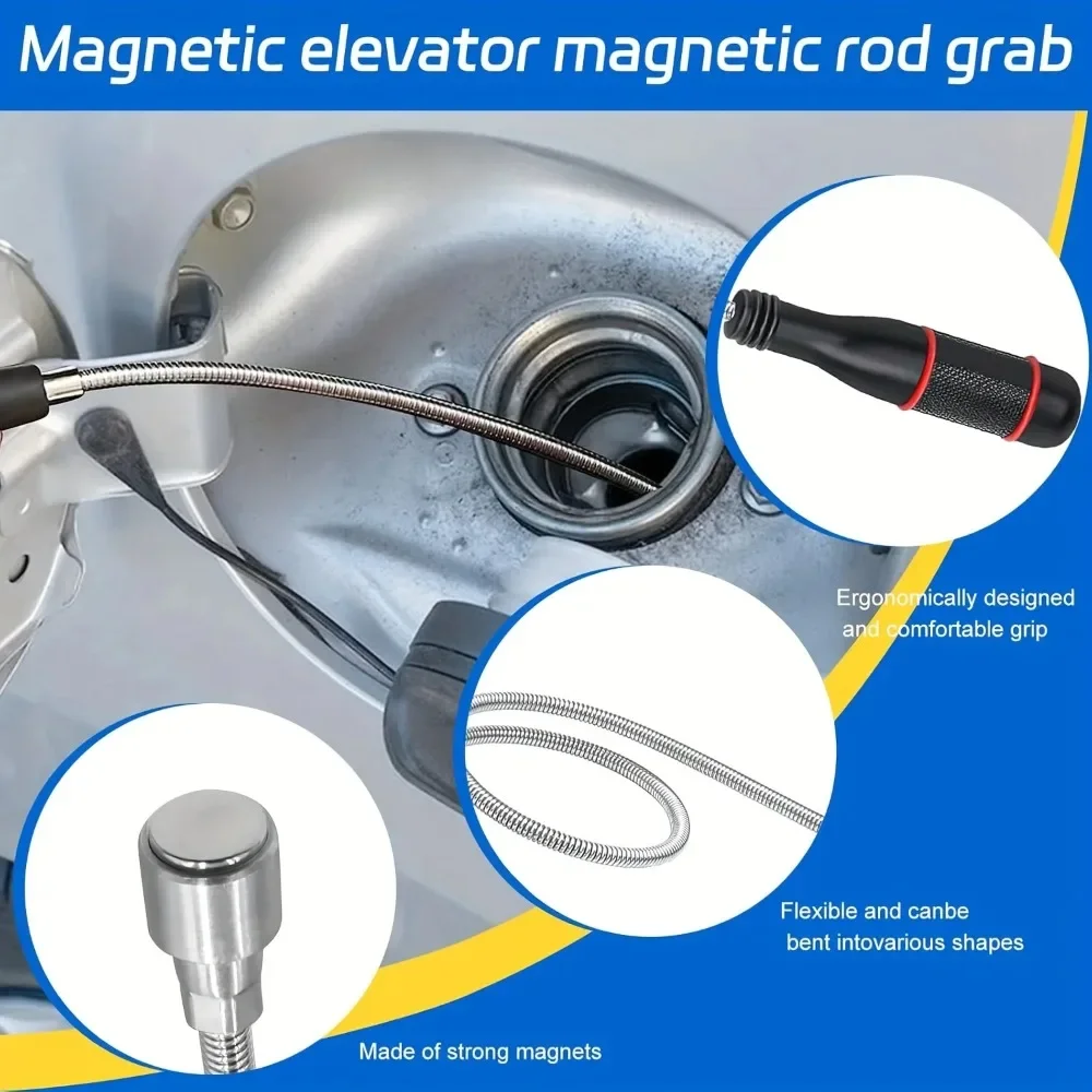 

Flexible Magnetic Pickup Tool with Strong Suction Rod - Bendable for Auto Repair/Sink Drain & Multi-Purpose Use
