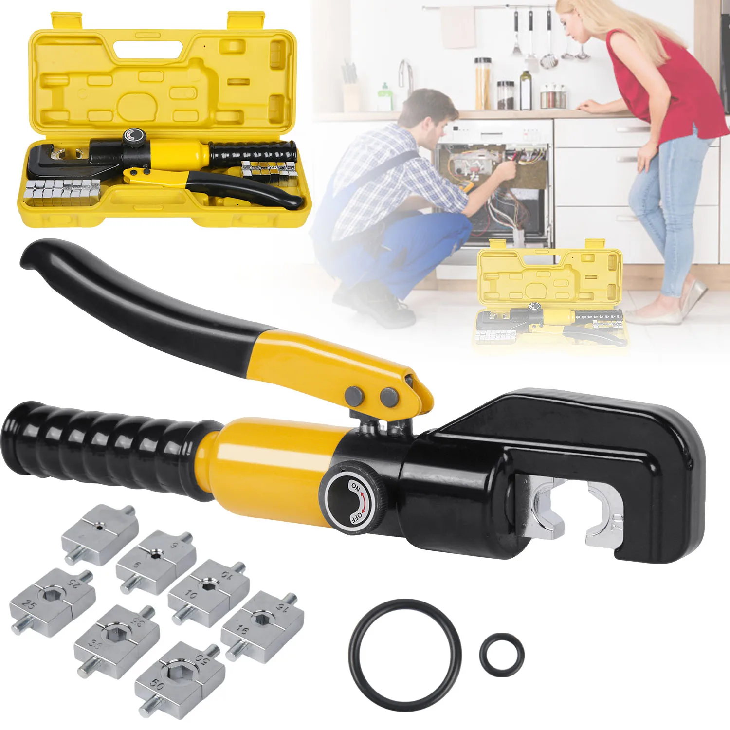 Ręczne szczypce hydrauliczne 8 zestawów matryc Szybkie szczypce hydrauliczne Przenośne i łatwe w obsłudze Antypoślizgowa konstrukcja uchwytu Skok 10 mm