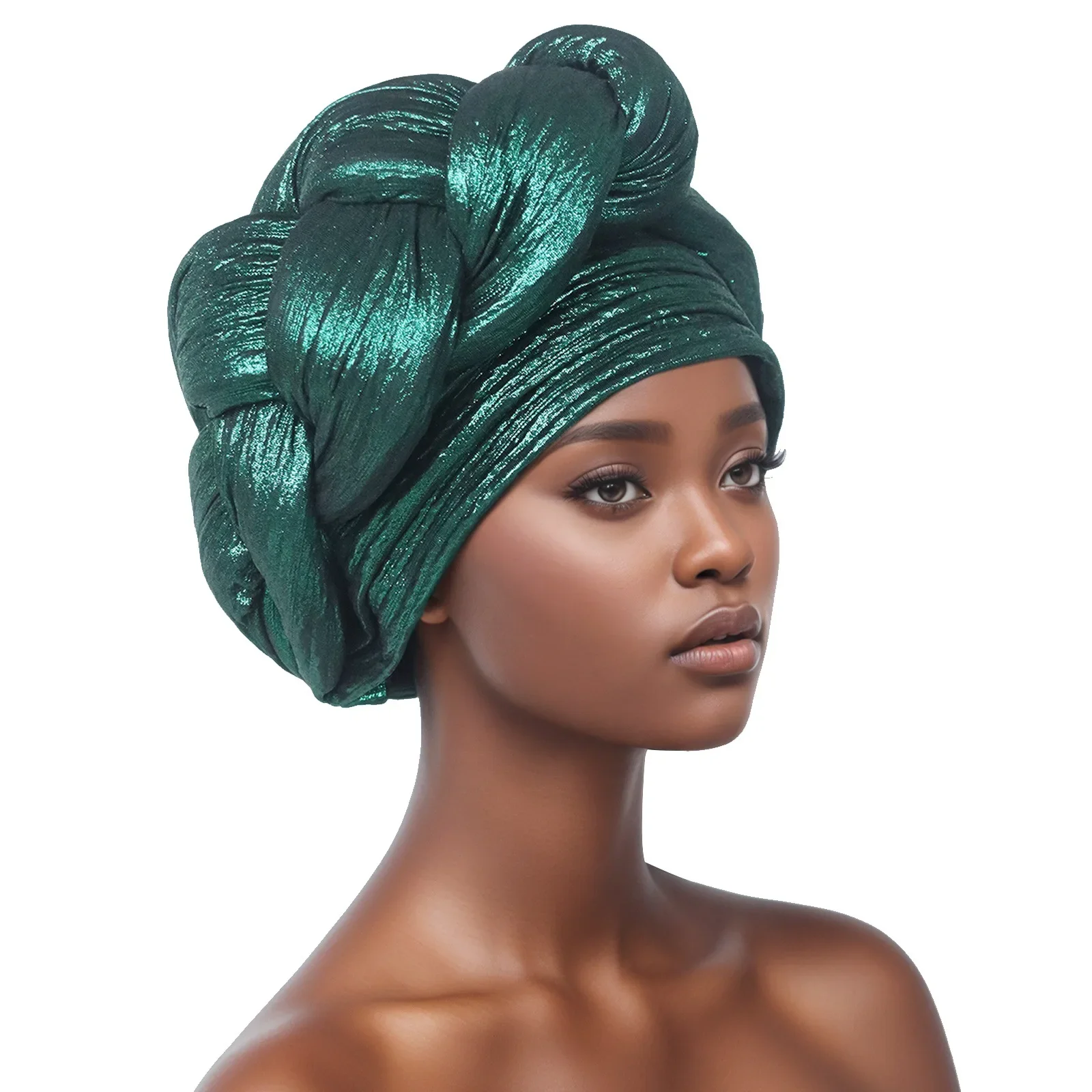 African Lady Head Wraps Nigeria Autogele Headtie Wedding Party Headgear Turbante Exaggerated Big Braid Turban Cap for Women