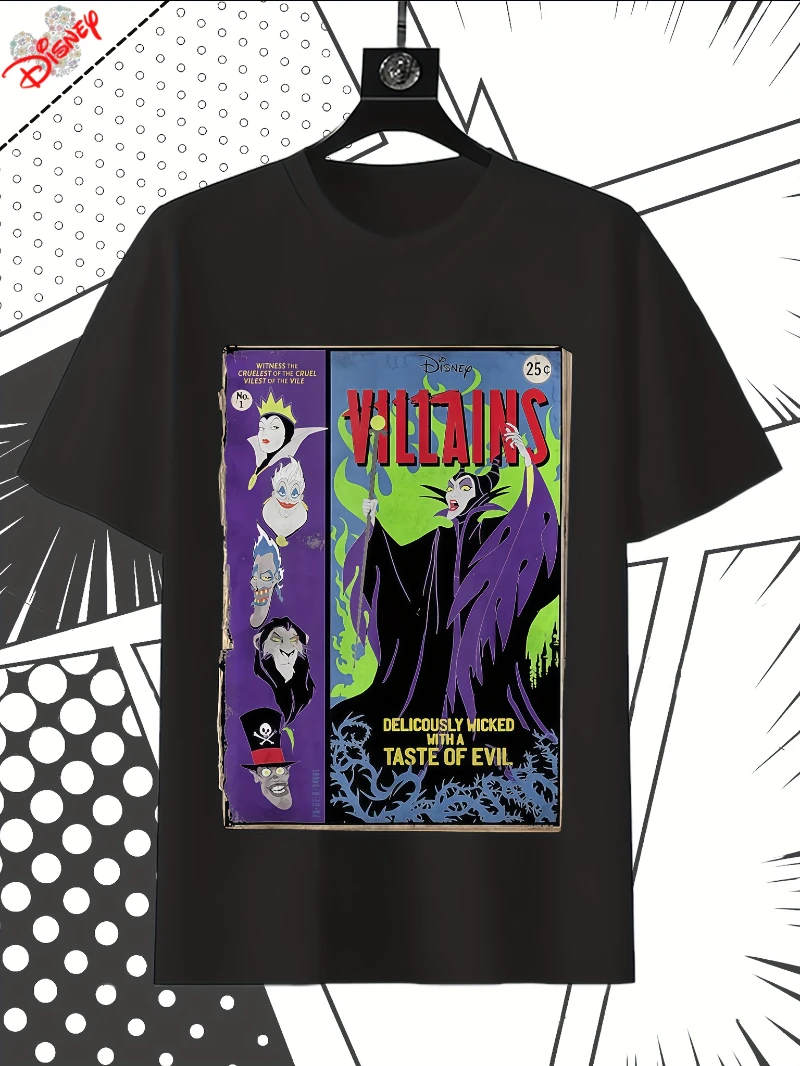 

Disney Villains Comic Book Graphic T-Shirt Women Men Fashion Casual Summer Crew Neck Short Sleeve Sports Loose Top