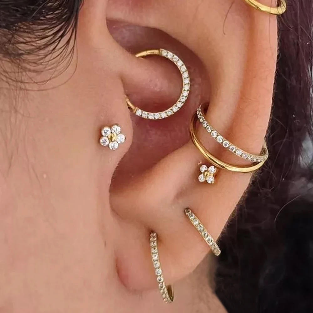 1/10/50 ASTM F136  Nose Ring G23 Titanium Hoop Earrings  Piercing Body Jewelry Hinge Clicker Open Diaphragm Tragus Anodizing