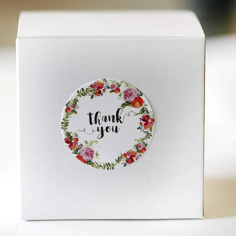 50pcs/wad Flower Thank You Series Round Sticker Seal Labes 1inch Mutifunction DIY Decorative Gift Package Labels For Baking