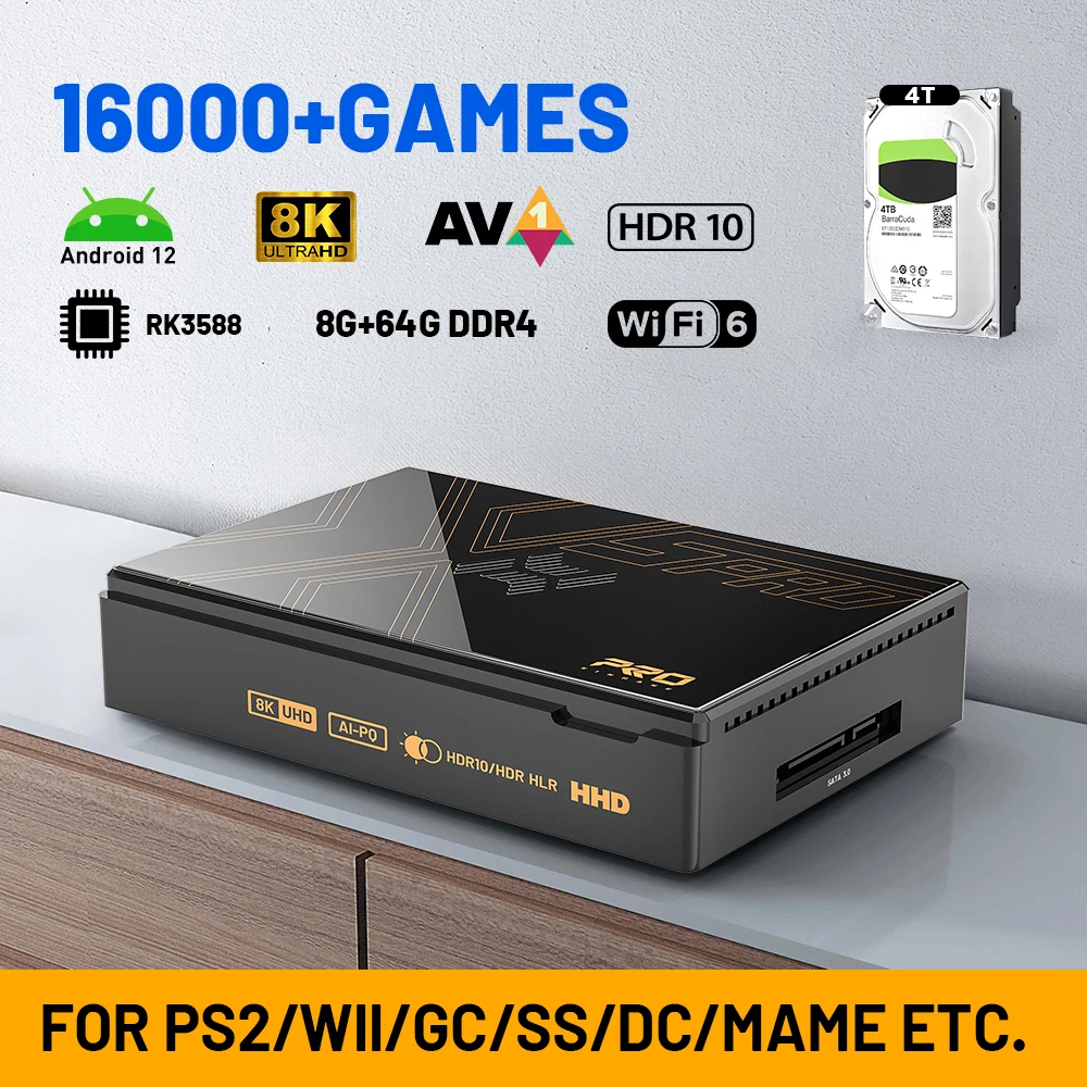 Kinhank 슈퍼 Sonsole X5 PRO 레트로 비디오 게임 콘솔, 플러그 앤 플레이, PS2, PS1, SS, DC, N64 용, 4THDD 16000 게임, RK3588 8GDDR4 Best5 Kinhank 슈퍼 Sonsole X5 PRO 레트로 비디오 게임 콘솔, 플러그 앤 플레이, PS2, PS1, SS, DC, N64 용, 4THDD 16000 게임, RK3588 8GDDR4 Best5