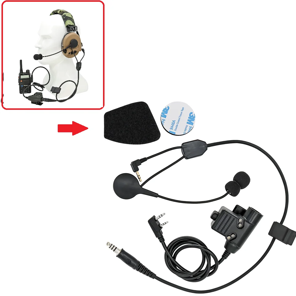 Tactical Headset kit Y Cable with Microphone and U94 PTT  Adapter Compatible with Sordin Supreme Pro Ipsc Version Headset